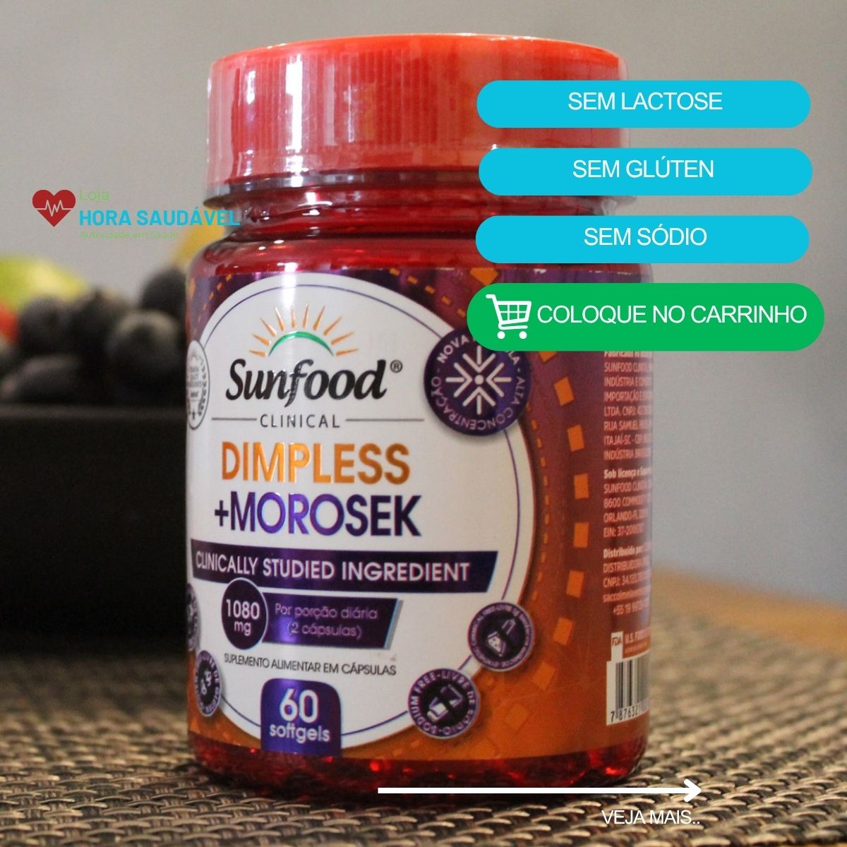 Kit 2 x Morosek Dimpless Sunfood Laranja Moro 1080mg 60 Capsulas Original