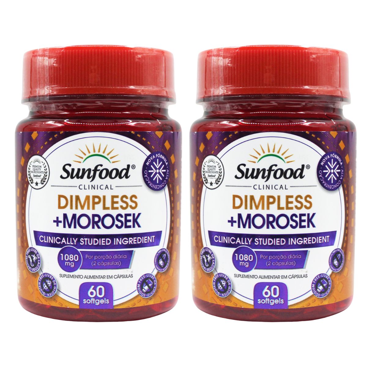 Kit 2 x Morosek Dimpless Sunfood Laranja Moro 1080mg 60 Capsulas Original