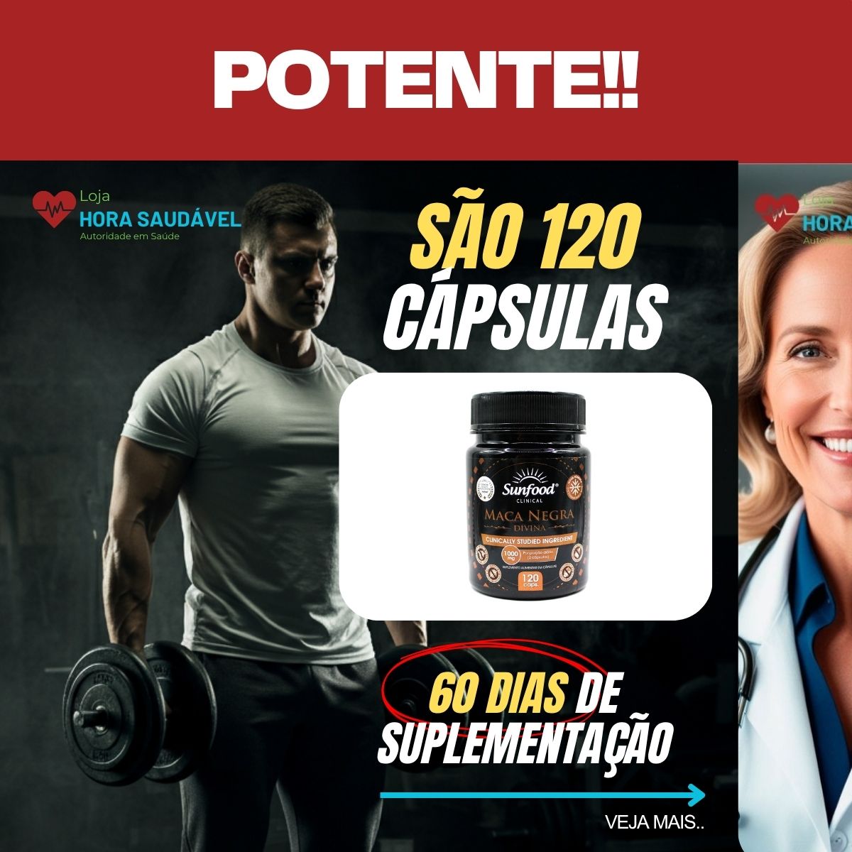 Kit 2 x Maca Peruana Negra Divina Pré-Hormonal 1000mg Sunfood 120 Caps Original