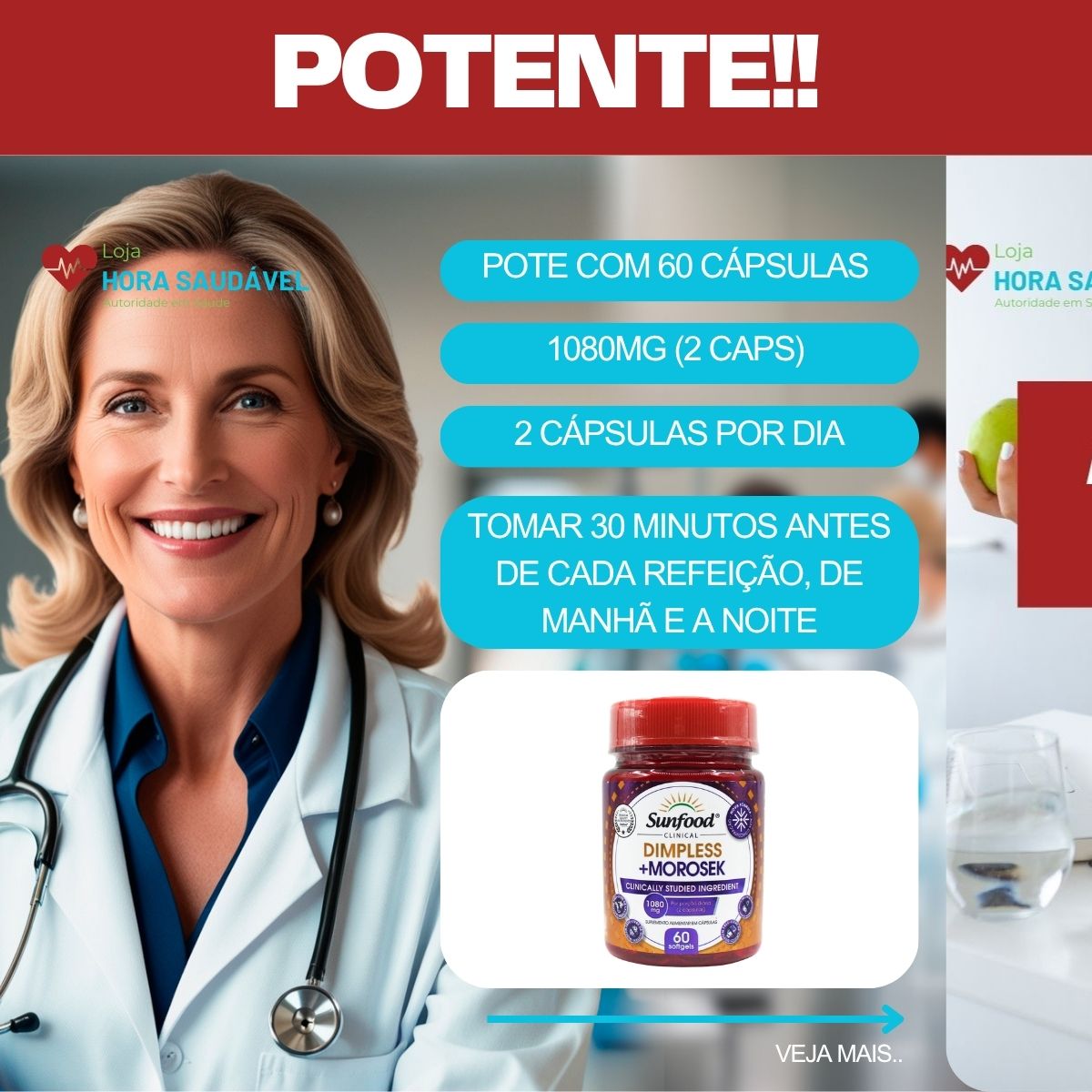 Kit 2 x Morosek Dimpless Sunfood Laranja Moro 1080mg 60 Capsulas Original