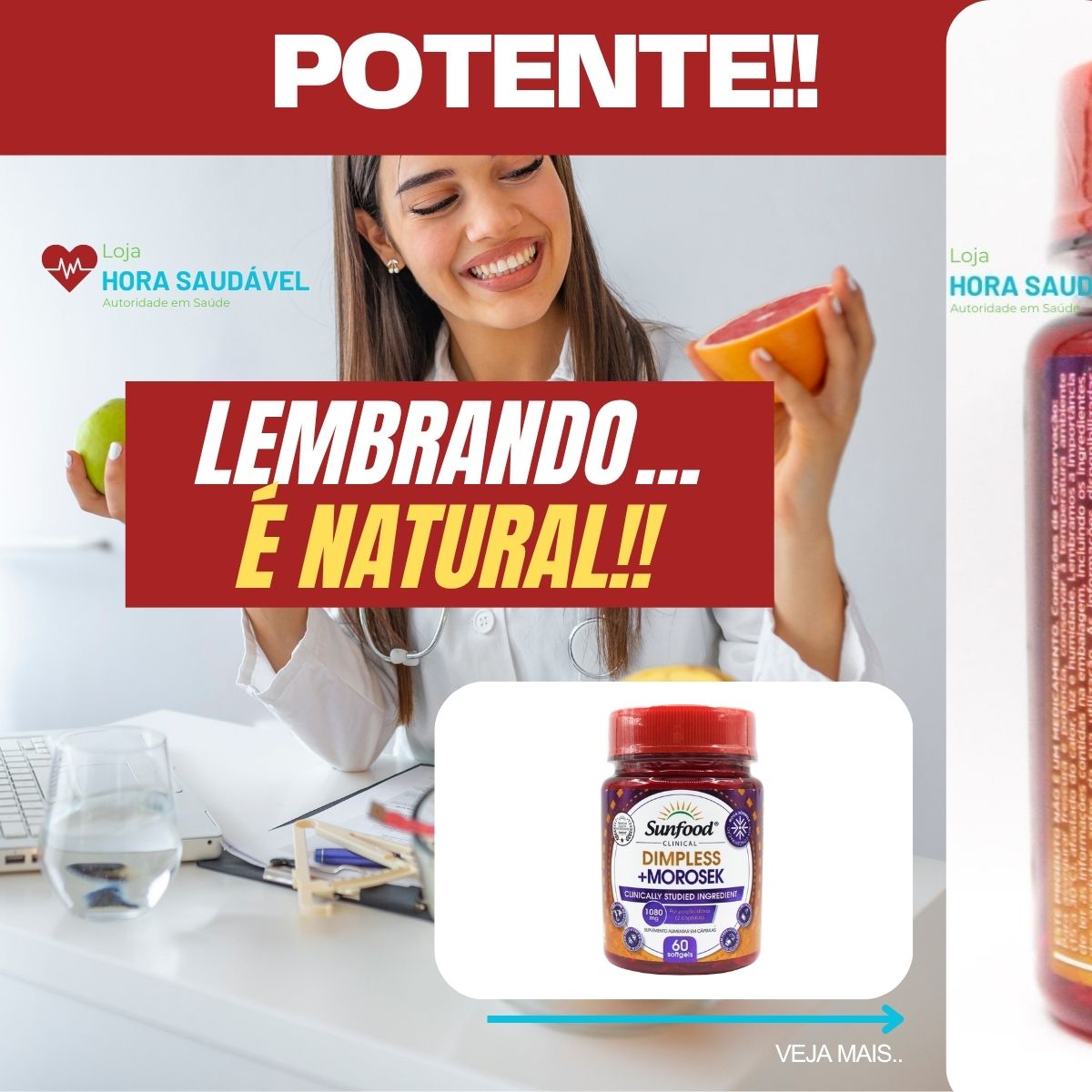 Kit 2 x Morosek Dimpless Sunfood Laranja Moro 1080mg 60 Capsulas Original