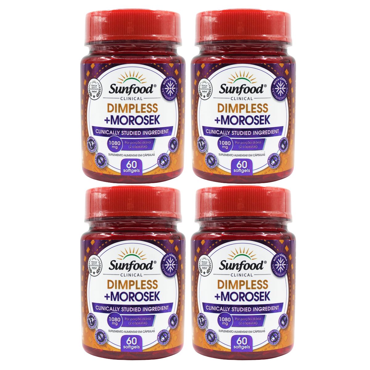 Kit 4 x Morosek Dimpless Sunfood Laranja Moro 1080mg 60 Capsulas Original